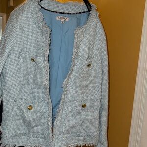Nanette Lepore frayed Trim Blue jacket